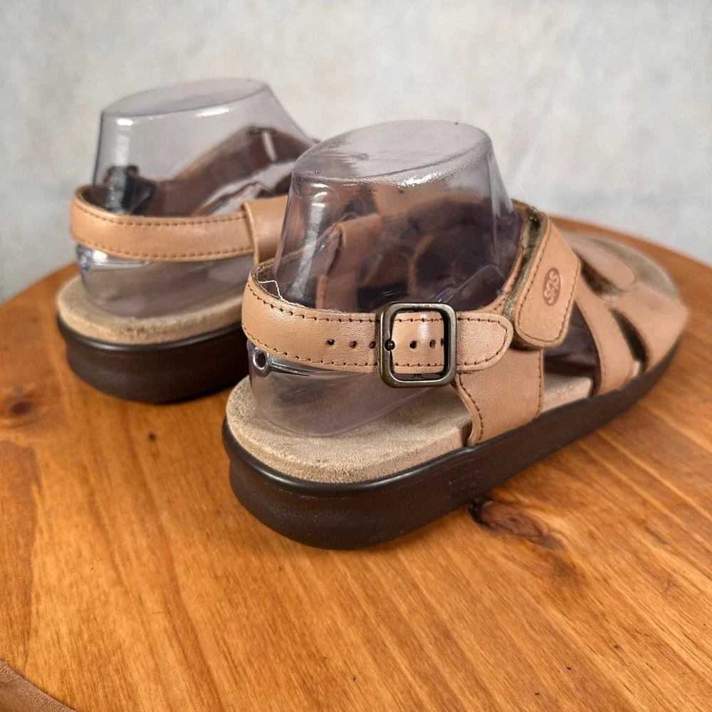 SAS Tripad Comfort Sandals Womens 8.5W Tan Good Adjustable Leather Walking Shoes